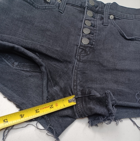 Madewell Black High Waisted Button Fly Jean Shorts - Picture 9 of 11